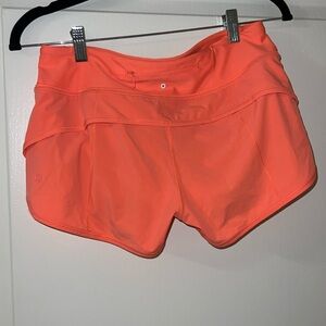 Lululemon run speed up shorts salmon / orange. Worn twice